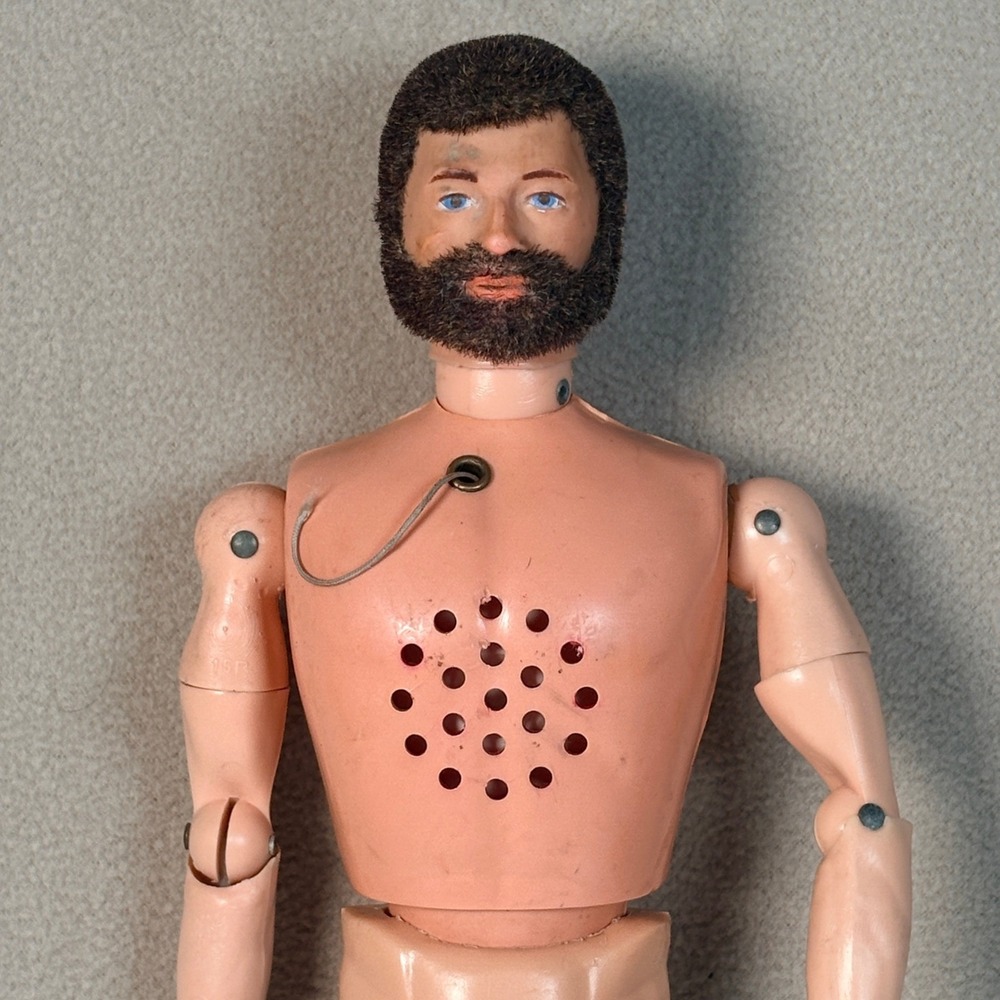 Vintage 1970s GI Joe Talking Adventure Team Commander Flocked Nude Figure READ